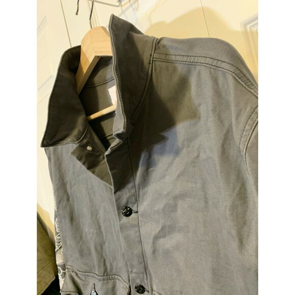 Lularoe Womens Jacket Sz 2XL Gray‎ Embroidered Flowers Layered Sleeves